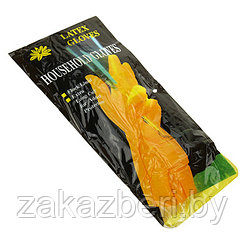 Перчатки хозяйственные, латексные, размер M "Хозяюшка" 35гр, цвет желтый, в пакете (Китай)