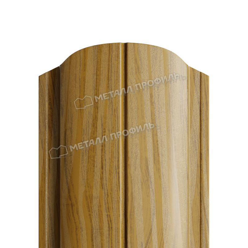 Штакетник металлический МП ELLIPSE-O 19х126 (ECOSTEEL_ТД-01-ЗолотойДуб-0.5) Золотой дуб