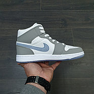 Кроссовки Air Jordan 1 Mid Gray White Blue, фото 2