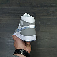 Кроссовки Air Jordan 1 Mid Gray White Blue, фото 4