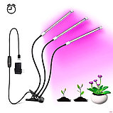 Светодиодная LED фитолампа для подсветки растений с тремя головками, фото 5