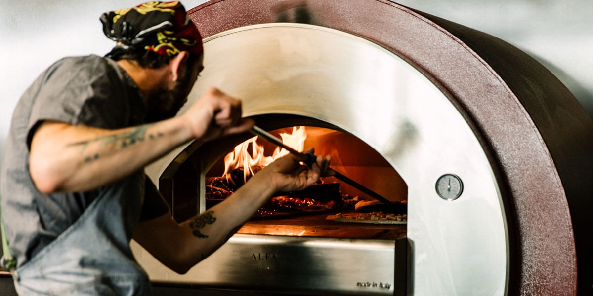 Печь для пиццы газовая Alfa Quick Gas с основанием, бордовый - фото 6 - id-p174358427
