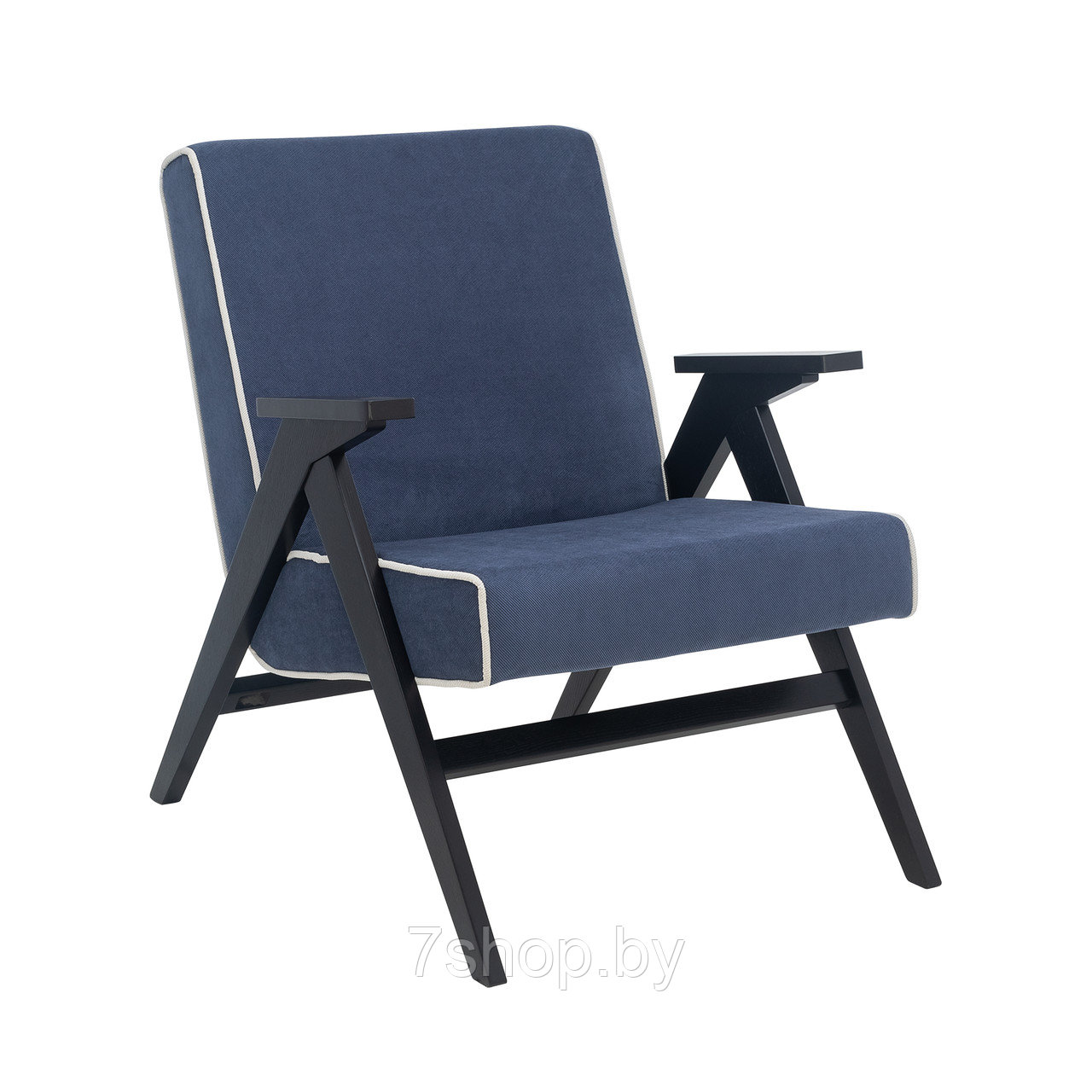 Кресло для отдыха Вест Венге Шпон Verona Denim Blue, кант Verona Light Grey - фото 1 - id-p174375501