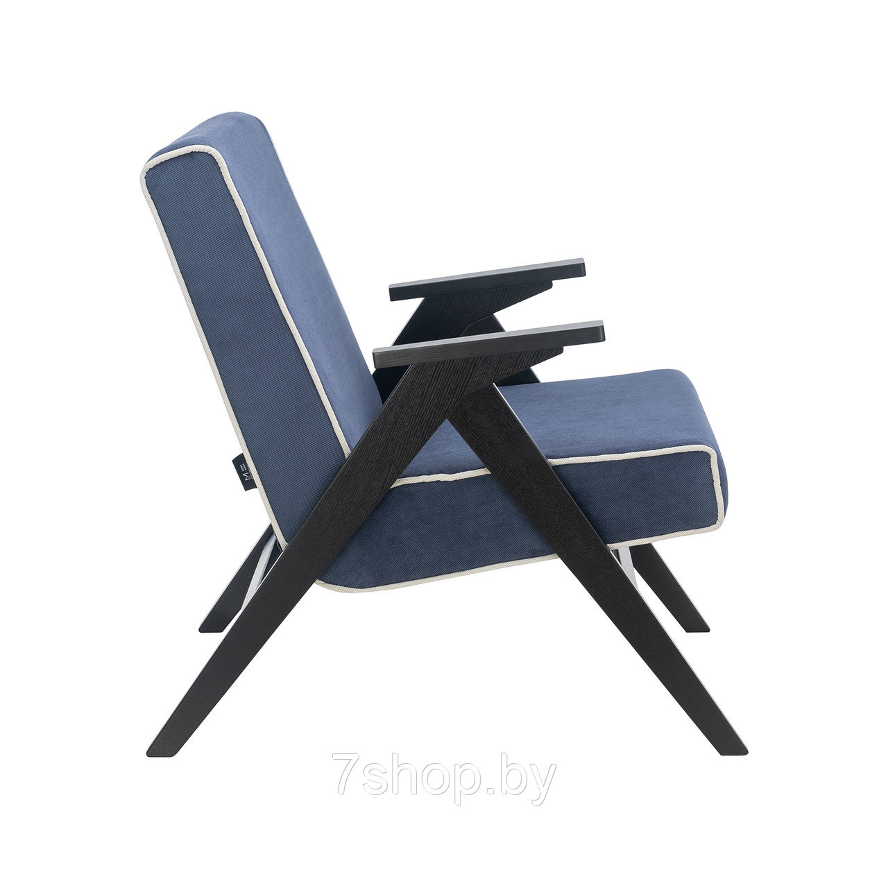 Кресло для отдыха Вест Венге Шпон Verona Denim Blue, кант Verona Light Grey - фото 3 - id-p174375501