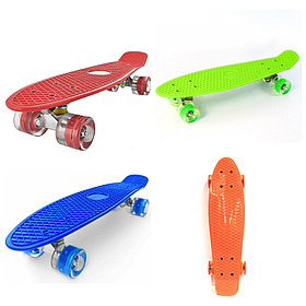 Скейтборд Penny board,высокопрочный пластик, колеса полиуретан светящиеся