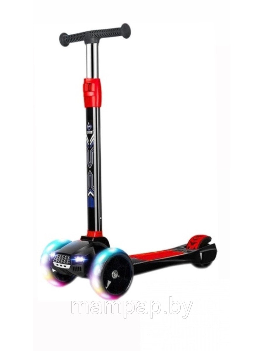 Самокат Big Maxi Scooter 1620| Светящиеся колеса, фары| Красный цвет