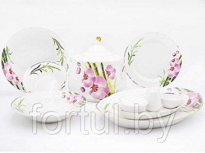 Сервиз столовый 37 предметов 2 вида тарелок"Голубка" (Бамбуковая орхидея) - фото 1 - id-p174382333