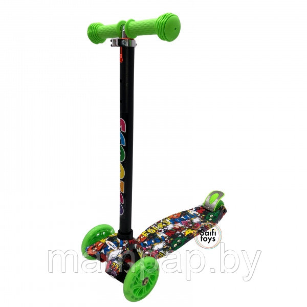 Самокат MAXI SCOOTER 036Z / 3-х колесный принтованный самокат граффити