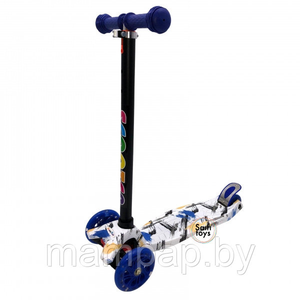 Самокат детский трехколесный MAXI SCOOTER 036Z принтованный / синий с белым