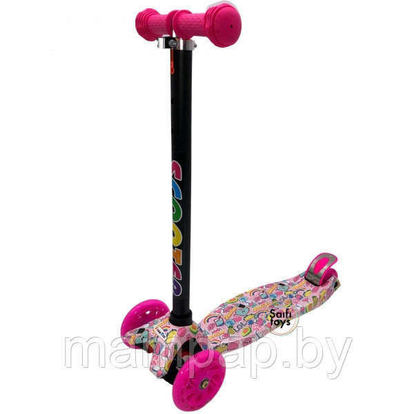 Самокат детский трехколесный MAXI SCOOTER 036Z розовый для девочки до 60 кг