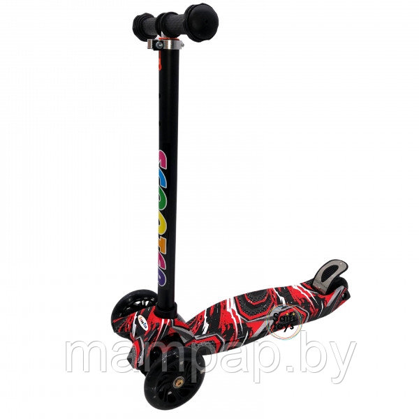 Самокат детский трехколесный MAXI SCOOTER 036Z красно-чёрный граффити до 60 кг