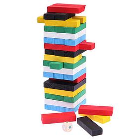 Акция! Дженга Падающая башня настольная игра цветная деревянная. Арт. 804-1