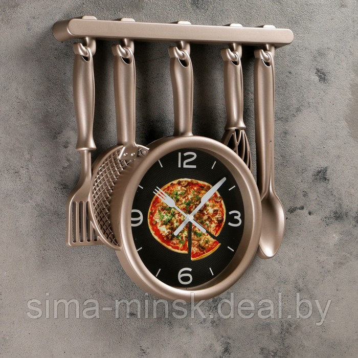 Часы настенные, серия: Кухня, "Кухонная утварь", плавный ход, 32 х 34 см, бронзовые - фото 2 - id-p174467001