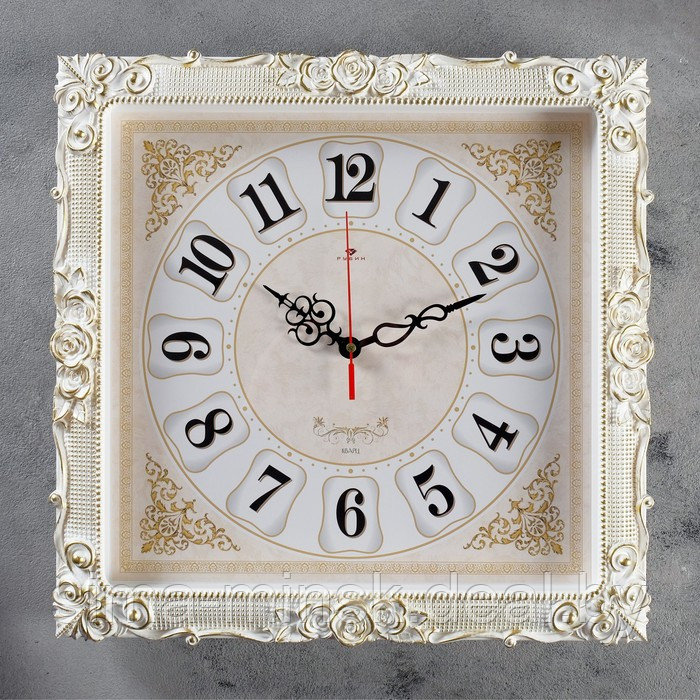 Часы настенные, серия: Интерьер, "Барака", плавный ход, 38 х 38 см, белое золото - фото 1 - id-p174466554