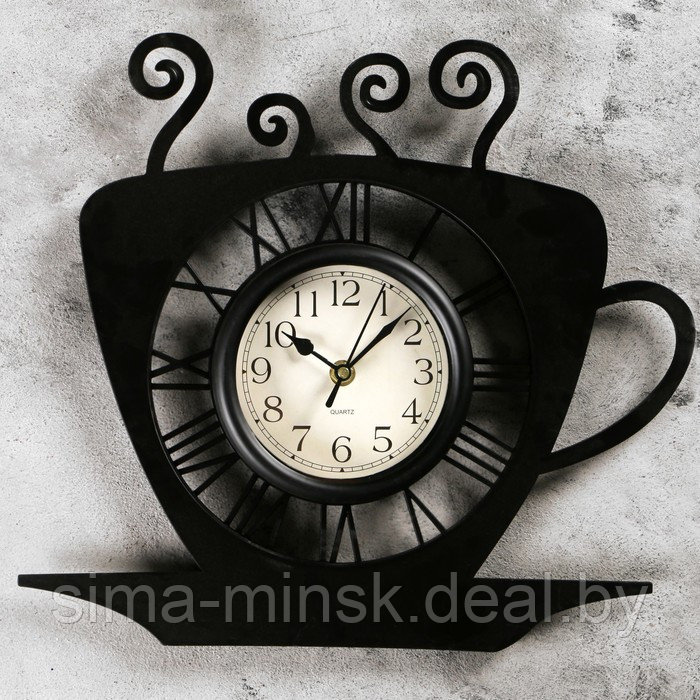 Часы настенные, серия: Кухня, "Кофейная чашка", 31 х 33 см, черные - фото 1 - id-p174467026