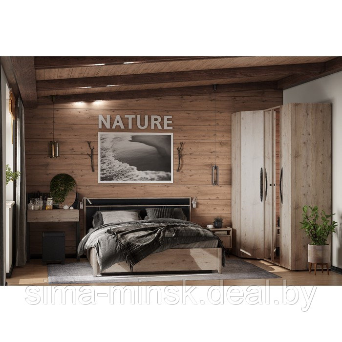 Кровать Люкс Nature 306, 1800 × 2000 мм, без основания, цвет гаскон пайн / чёрный - фото 3 - id-p174492393