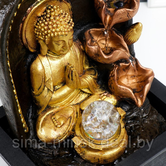 Фонтан настольный от сети "Верховный Будда у фонтана" золото 35х25х20 см - фото 5 - id-p174471359