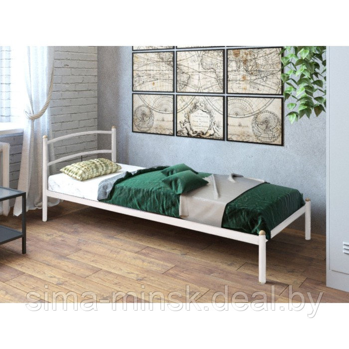 Кровать «Хостел», 800 × 2000 мм, металл, цвет белый - фото 1 - id-p174492456