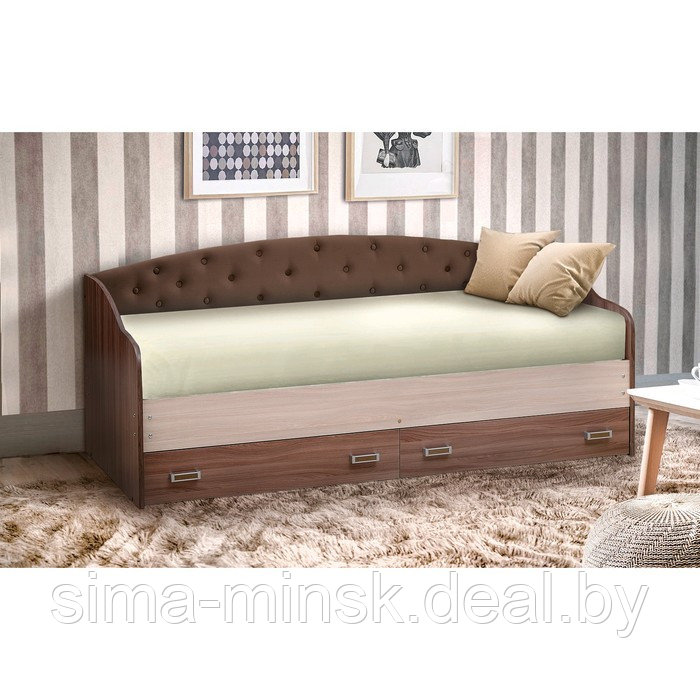 Кровать с мягким изголовьем «Софа №8», 900 × 1900 мм, цвет ясень шимо тёмный/шимо светлый - фото 1 - id-p174485221