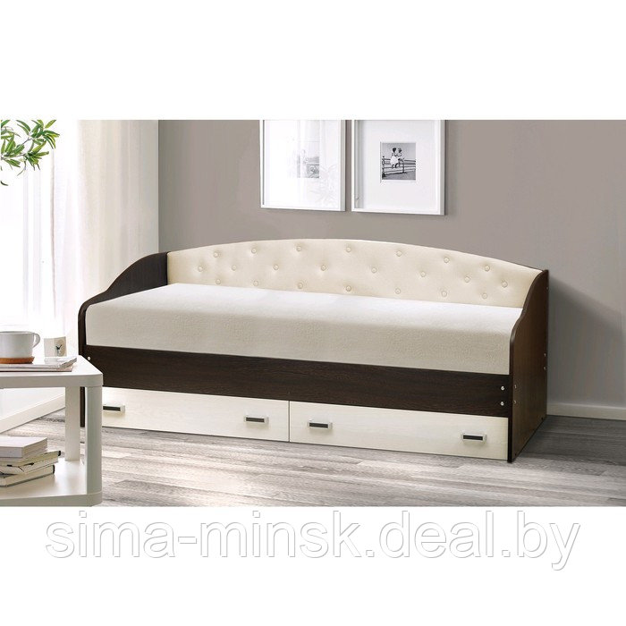 Кровать с мягким изголовьем «Софа №7», 900 × 2000 мм, цвет венге / ясень анкор светлый - фото 1 - id-p174485222