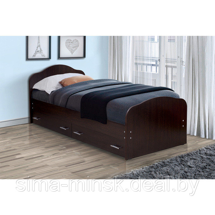 Кровать на уголках с ящиками № 1, 800 × 2000 мм, цвет венге - фото 1 - id-p174492477