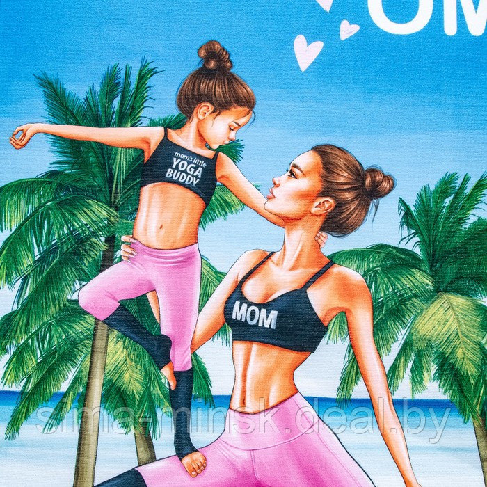 Полотенце пляжное в сумке Этель «Yoga mom» 70х140 см, микрофибра - фото 3 - id-p174512887