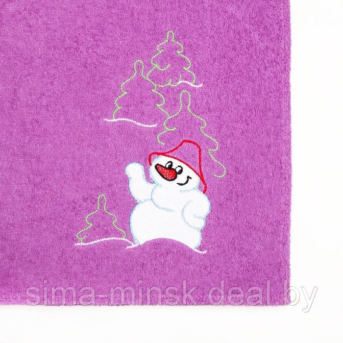 Килт женский для бани и сауны, цвет сиреневый вышивка Снеговик, размер 80х150±2 см, махра 300г/м 100% хлопок - фото 6 - id-p174512957