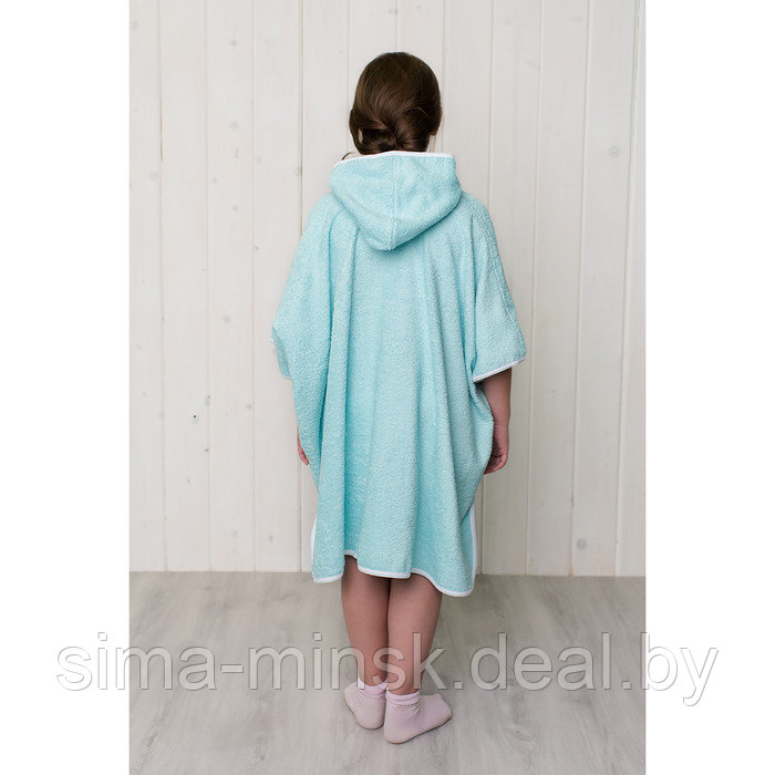 Халат-пончо для девочки, размер 80 × 60 см, бирюзовый, махра - фото 2 - id-p174513220