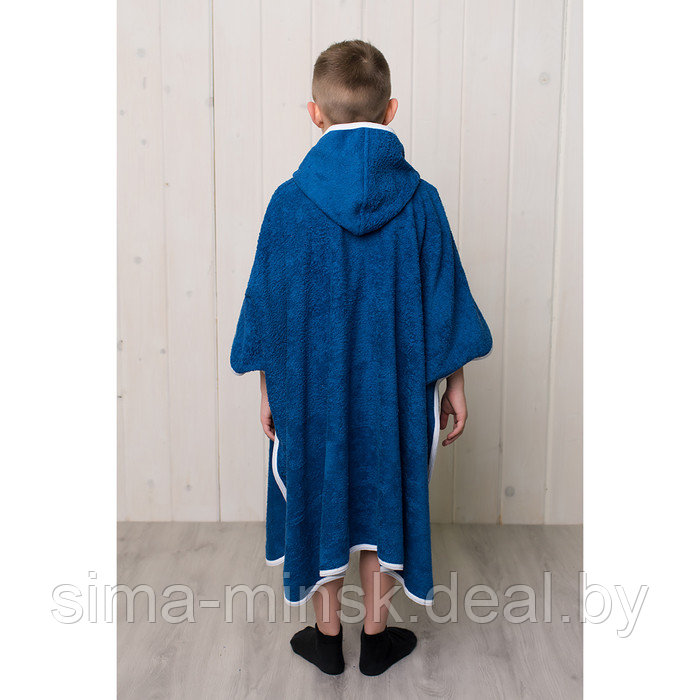 Халат-пончо для мальчика, размер 80 × 60 см, синий, махра - фото 2 - id-p174513221