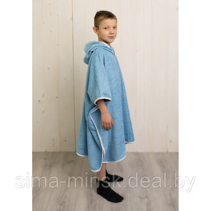 Халат-пончо для мальчика, размер 80 × 60 см, голубой, махра - фото 2 - id-p174513224