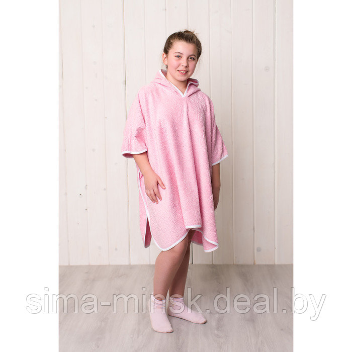 Халат-пончо для девочки, размер 80х100 см, махра, цвет розовый - фото 1 - id-p174513235