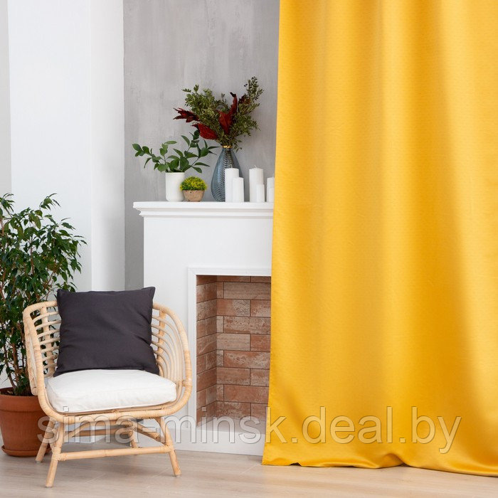 Штора портьерная Этель "Штрихи", цвет жёлтый, на шторной ленте 250х265 см, 100% п/э - фото 1 - id-p174525804