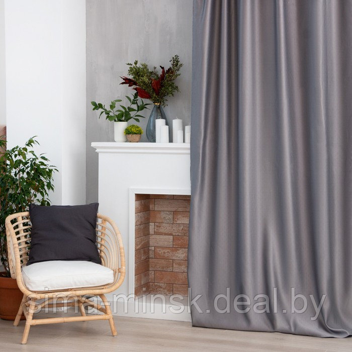 Штора портьерная Этель «Штрихи» цвет серый, на шторной ленте, 270х300 см - фото 1 - id-p174525816