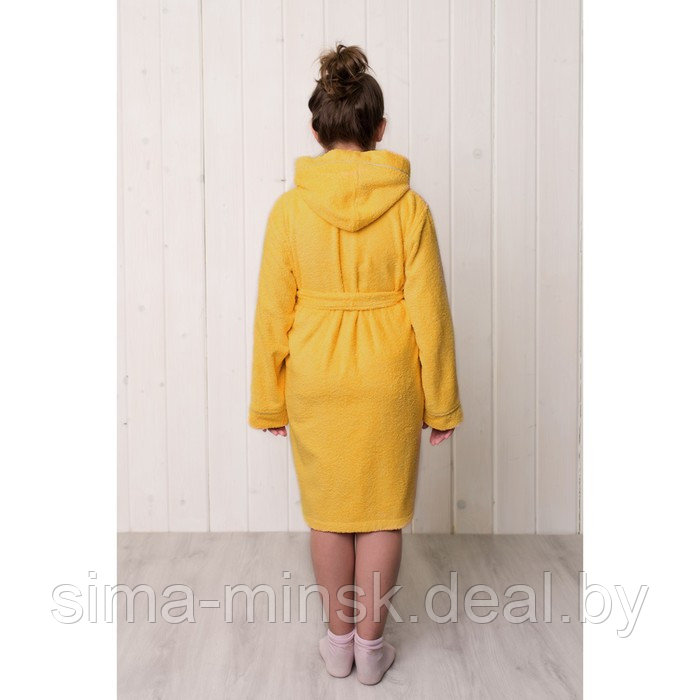 Халат для девочки с капюшоном, цвет жёлтый, рост 140, махра - фото 2 - id-p174513300