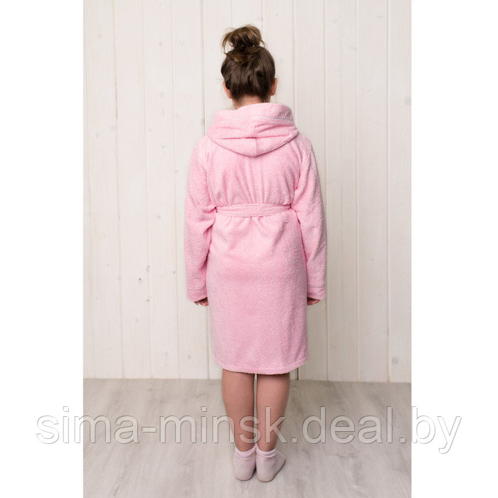 Халат для девочки с капюшоном, рост 134 см, розовый, махра - фото 2 - id-p174513304