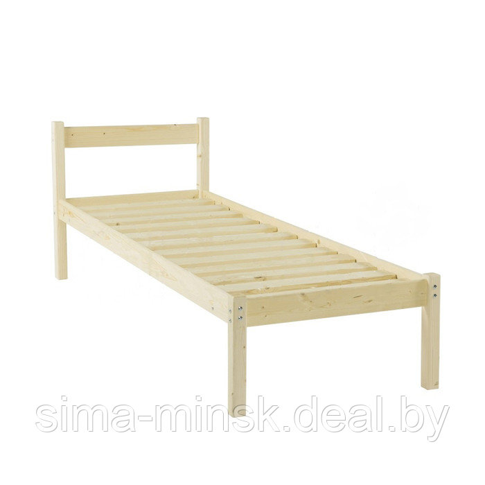 Односпальная кровать «Т1», 900×2000, массив сосны, без покрытия - фото 1 - id-p174492275