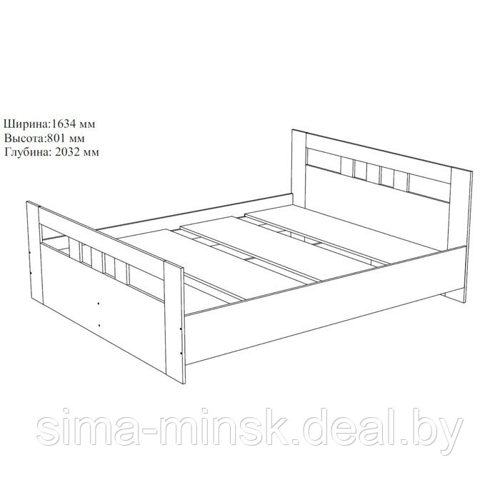 Кровать Сопрано с основанием с/м 1600х2000, Анкор светлый - фото 2 - id-p174492302