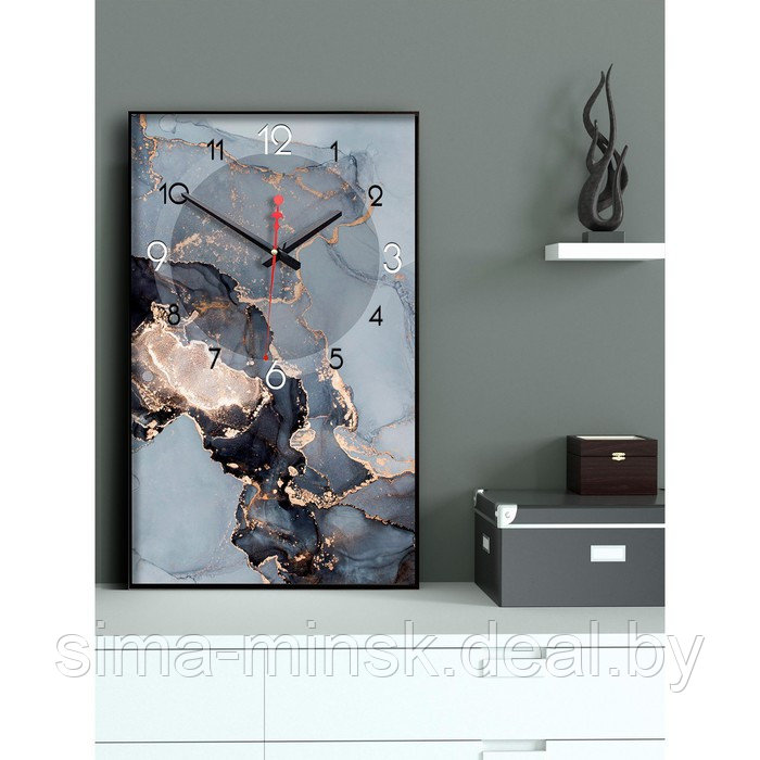 Часы-картина настенные, серия: Кухня "Черный мрамор", плавный ход, 35 х 57 см - фото 4 - id-p174467698
