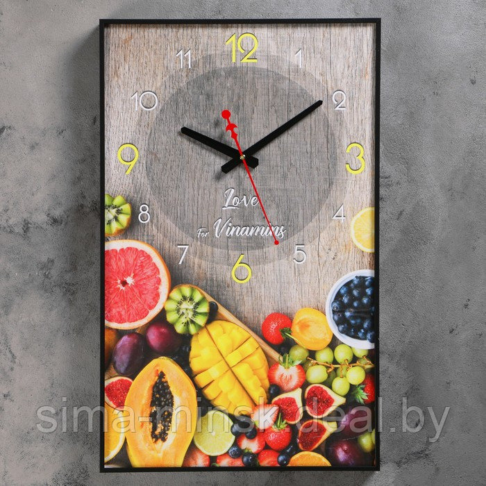 Часы-картина настенные, серия: Кухня, "Тропические фрукты", плавный ход, 57 х 35 х 4 см - фото 1 - id-p174467699