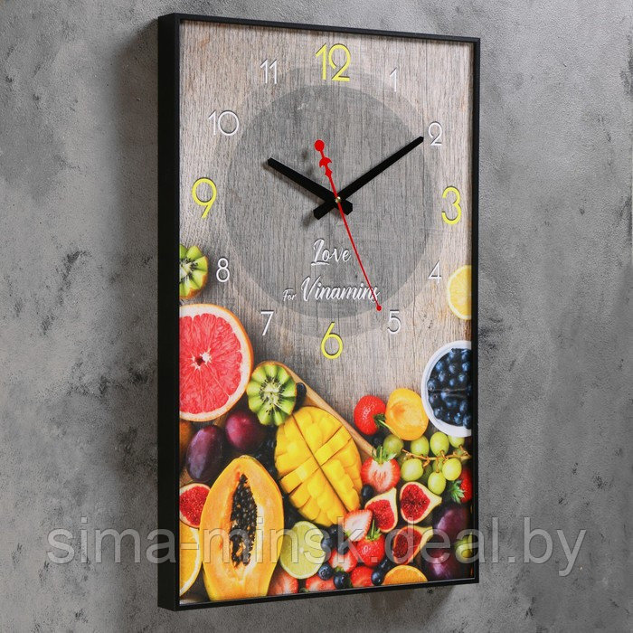 Часы-картина настенные, серия: Кухня, "Тропические фрукты", плавный ход, 57 х 35 х 4 см - фото 2 - id-p174467699