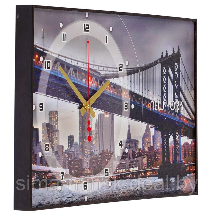 Часы-картина настенные, серия: Город "Бруклинский Мост", плавный ход, 57 х 35 х 4 см - фото 2 - id-p174467717