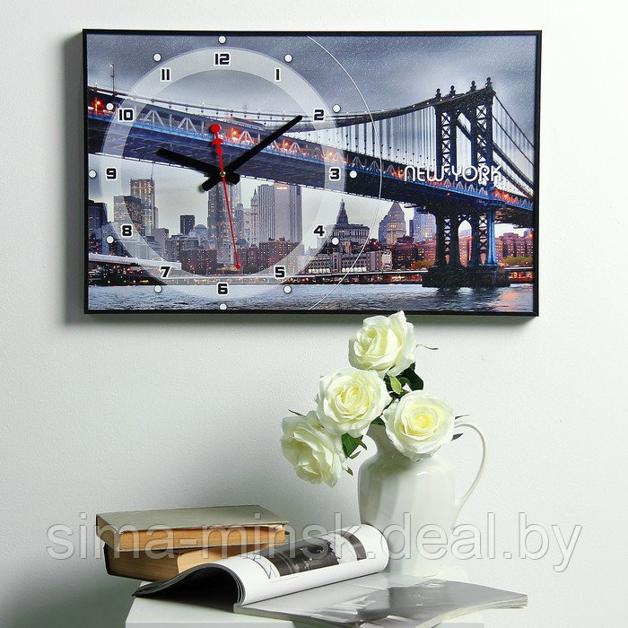 Часы-картина настенные, серия: Город "Бруклинский Мост", плавный ход, 57 х 35 х 4 см - фото 4 - id-p174467717