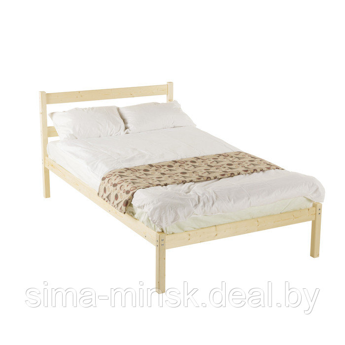 Двуспальная кровать, одноярусная, 1400×2000, массив сосны, без покрытия - фото 1 - id-p174492333