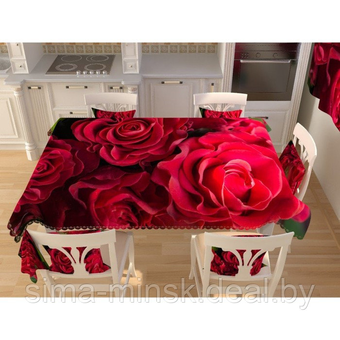 Фотоскатерть «Волнистые розы», размер 145 × 145 см, габардин - фото 1 - id-p174516023