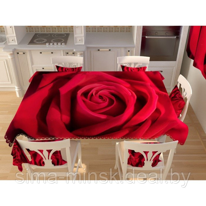 Фотоскатерть «Открытие бордовой розы», размер 145 × 145 см, габардин - фото 1 - id-p174516048