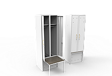 Шкаф гардеробный с выдвижной скамьей двухдверный
