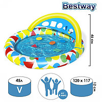 Бассейн надувной детский Splash & Learn, 120 x 117 x 46 см, с навесом 52378 Bestway