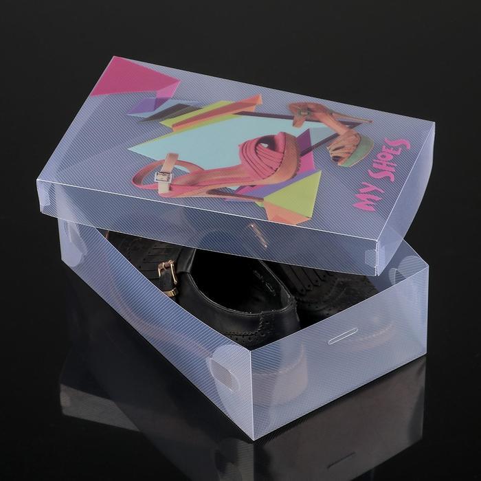 Прозрачная коробка для хранения обуви (пластик) - фото 1 - id-p12977504