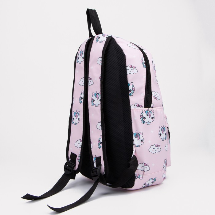 Рюкзак на молнии, наружный карман, 2 боковых кармана, поясная сумка, цвет розовый - фото 3 - id-p174585510