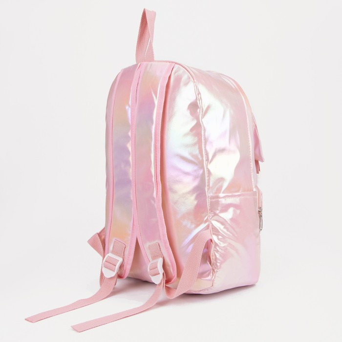 Рюкзак на молнии, 2 наружных кармана, 2 боковых кармана, цвет розовый - фото 2 - id-p173676434